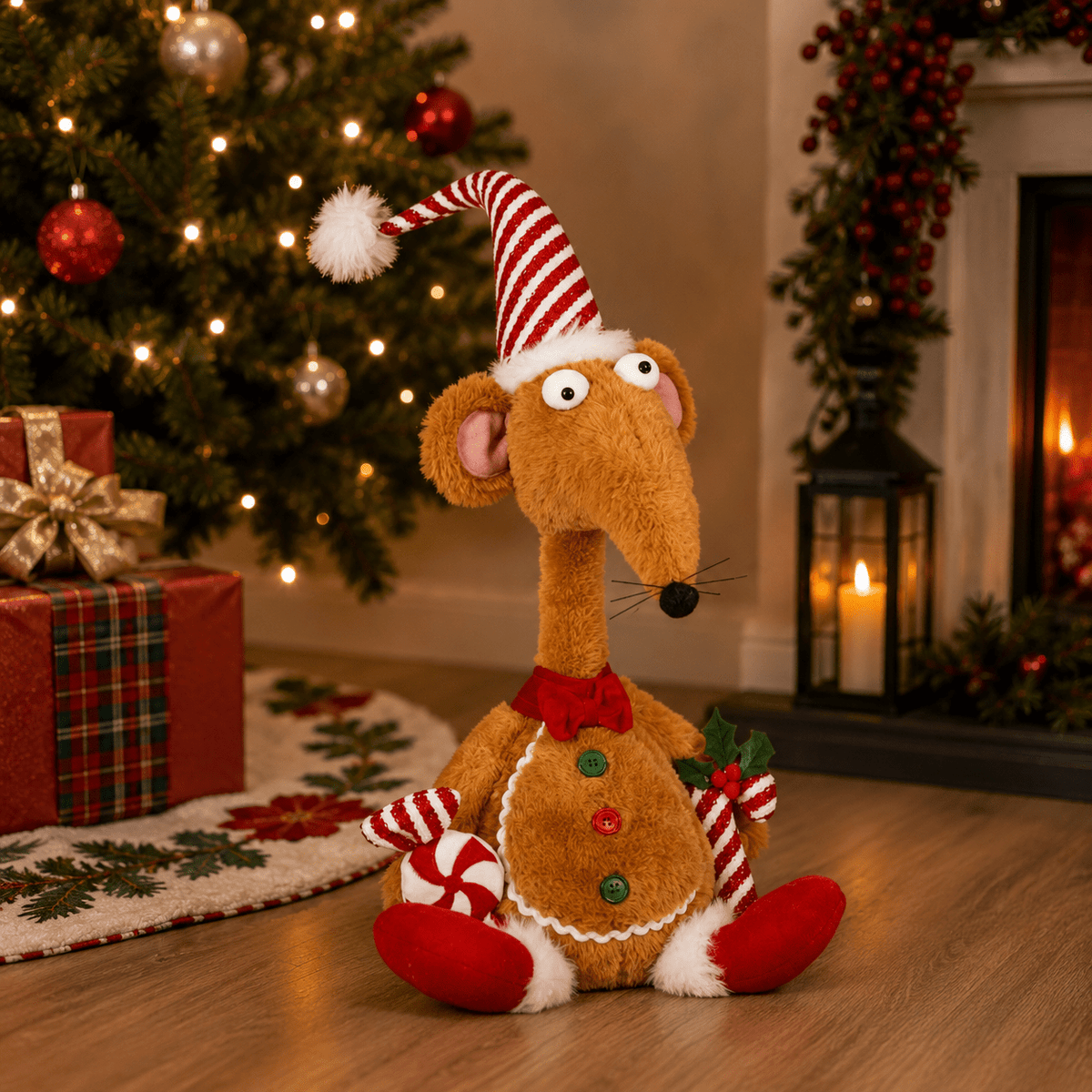 Rat A Louis Seated Gingerbread Plush Christmas Decoration – 67cm - XMAS SOFT DECOS - Beattys of Loughrea