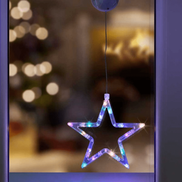 WindoDecor Star 18cm - Multi - Coloured - XMAS ROOM DECORATION LARGE AND LIGHT UP - Beattys of Loughrea