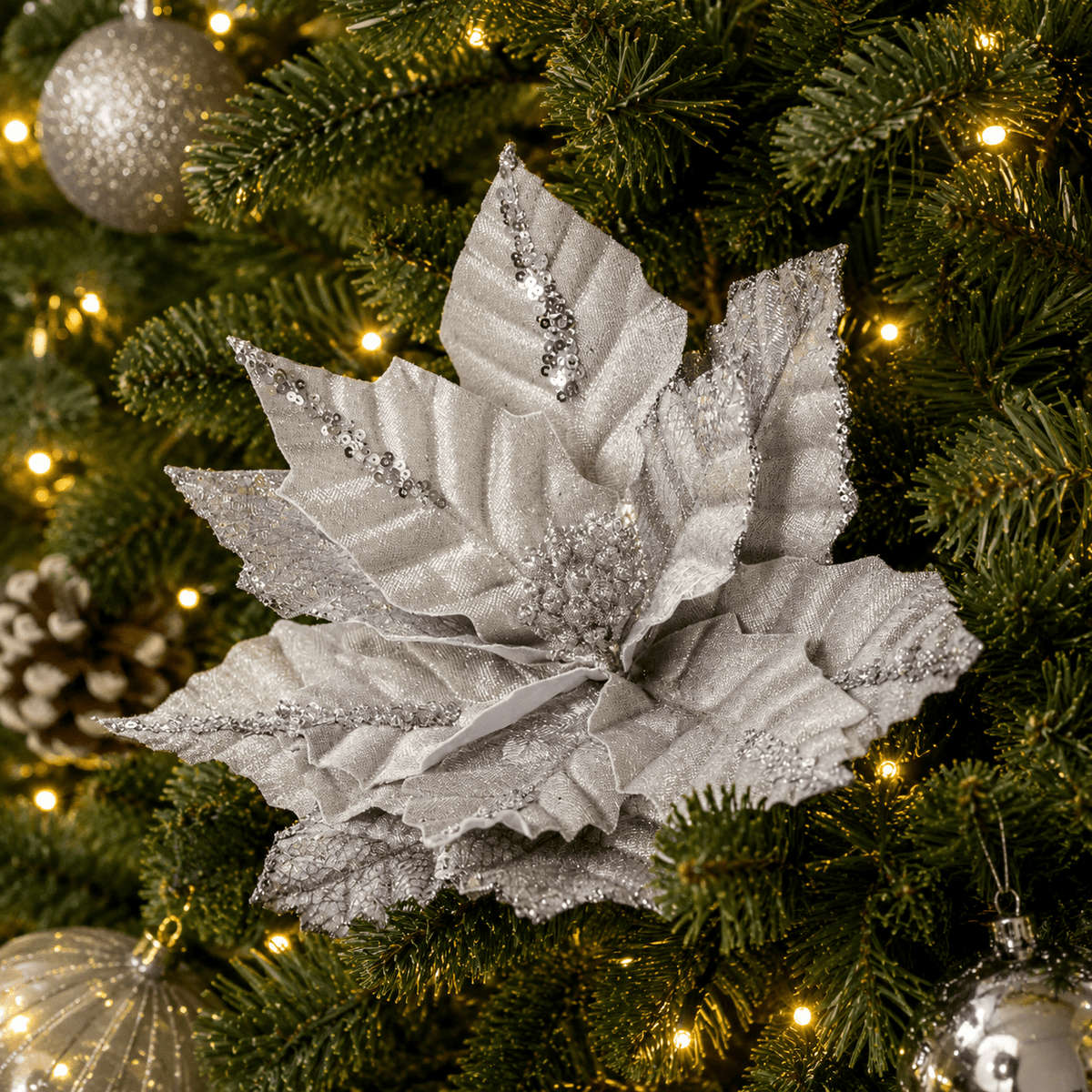 Sensational Silvers Decorative Christmas Flower Clip – Style 1 - XMAS PICKS - Beattys of Loughrea