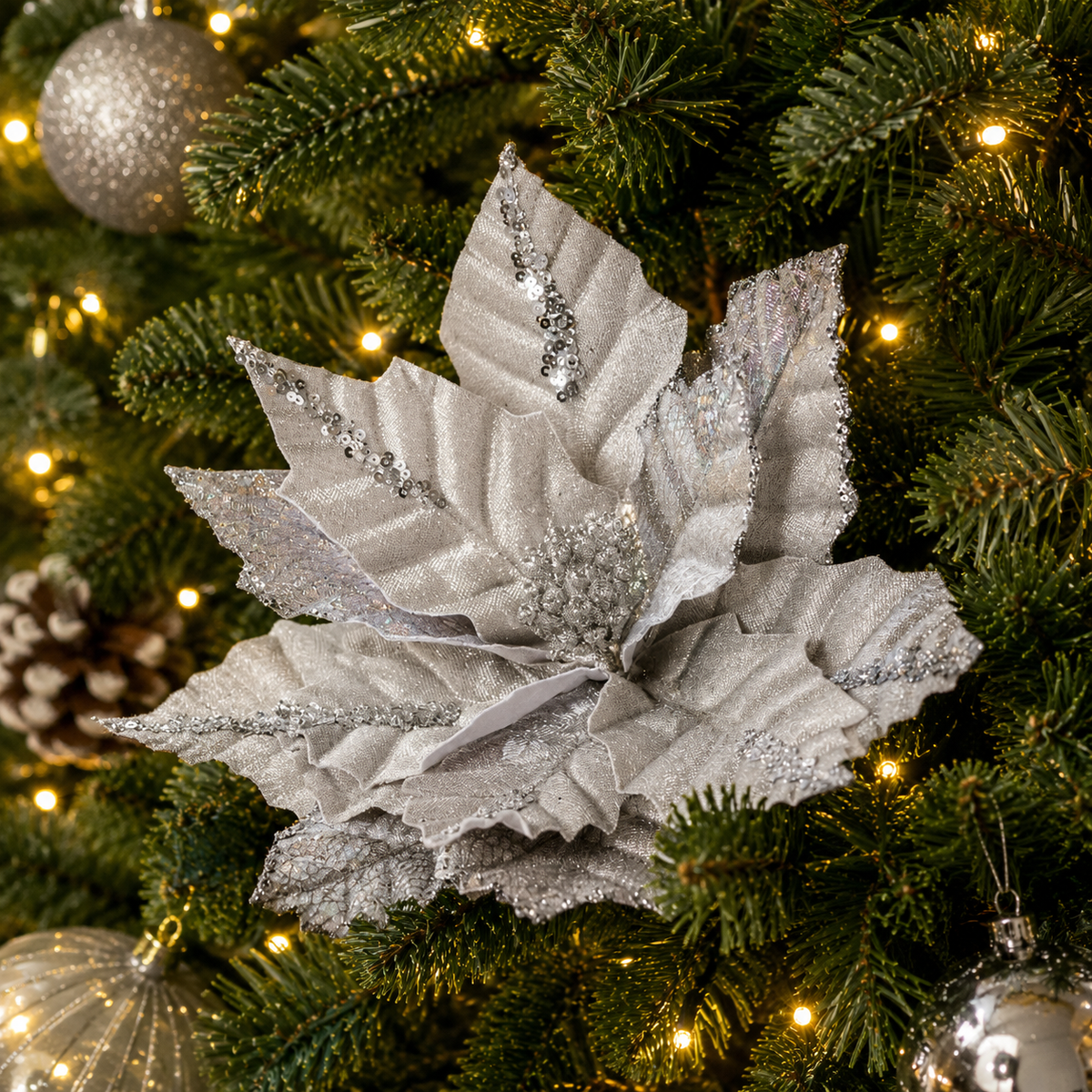 Sensational Silvers Decorative Christmas Flower Clip – Style 1
