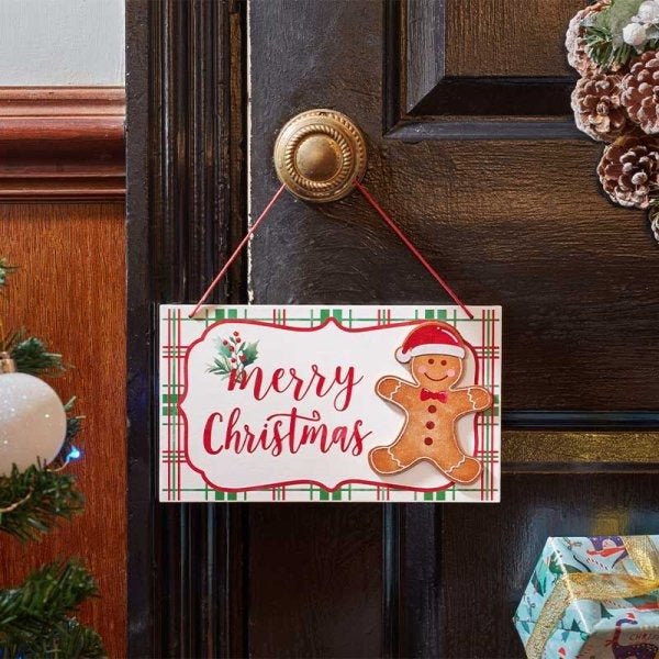 Gingerbread Merry Christmas Sign - XMAS DECORATIONS - Beattys of Loughrea