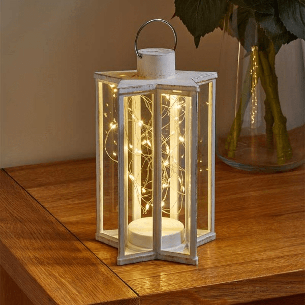 StarLight Lantern Cream 28cm - XMAS LANTERNS/ BOTTLES - Beattys of Loughrea