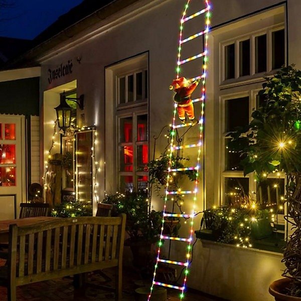 9.9ft Christmas Ladder Light with Santa Claus – Festive Multicolor Glow - XMAS ROOM DECORATION LARGE AND LIGHT UP - Beattys of Loughrea