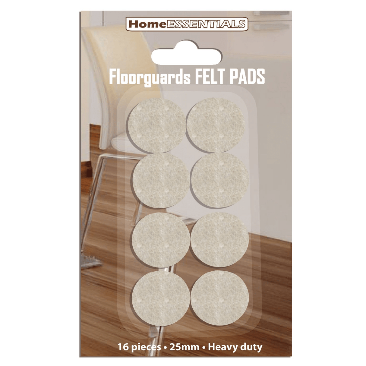Home Essentials Feltguard Pad 25mm (Card of 16) - CASTOR CUPS/ FERRULE - Beattys of Loughrea