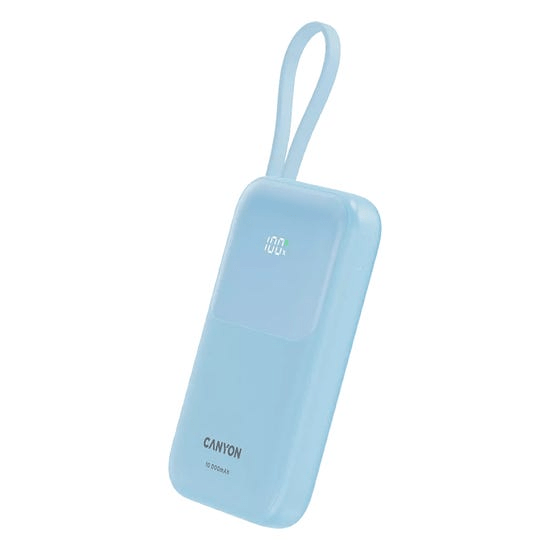 Canyon Power Bank Oncharge 101 Built - In Cable 10000 MAh Blue - USB PC ACCESSORIES - Beattys of Loughrea