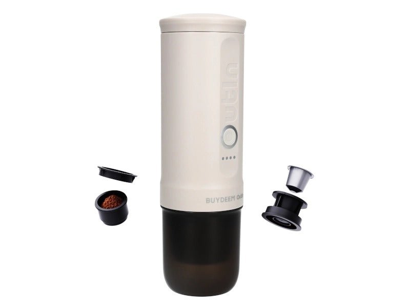 Outin X Buydeem Nano Portable Espresso Coffee Machine Oat White - Beattys of Loughrea | www.beattys.ie