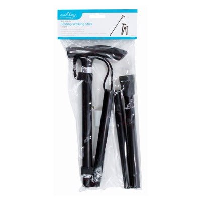 Ashley Adjustable Folding Walking Stick - Black - HAND AIDS - Beattys of Loughrea