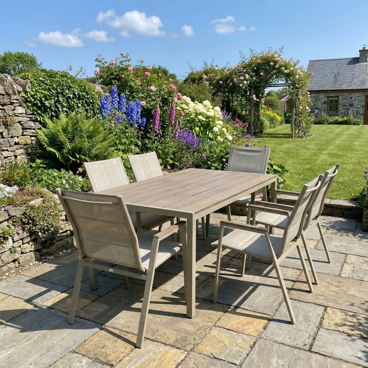 Palermo 6 Seater Rectangular Steel Dining Set