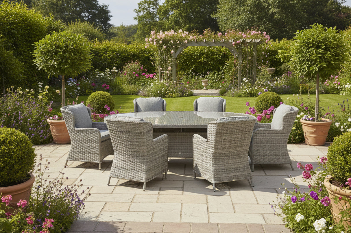 Avignon 8 Seater Oval Dining Set - WOOD / RATTAN GDN FURN SET 4+ SEATS - Beattys of Loughrea