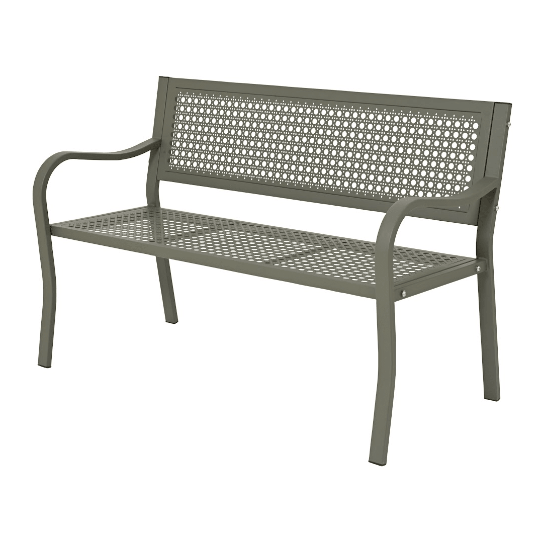 Kaemingk Sage Green Metal Garden Bench - SINGLE GARDEN BENCH/ CHAIR - Beattys of Loughrea