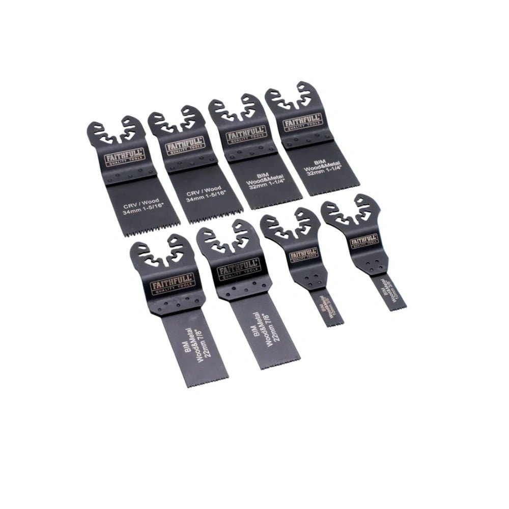 Faithfull 8 Piece Mixed Multi - Tool Blade Set | XMS25MULTI8 - TOOL SETS/ SOCKET SETS - Beattys of Loughrea