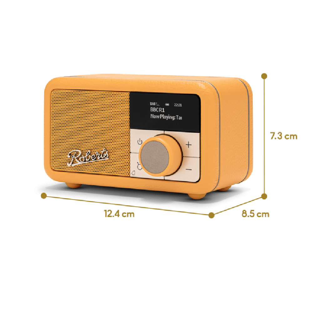 Roberts, REV - PETITE2SY, Bluetooth Speaker FM Radio, Sunburst Yellow - DAB DIGITAL RADIO - Beattys of Loughrea