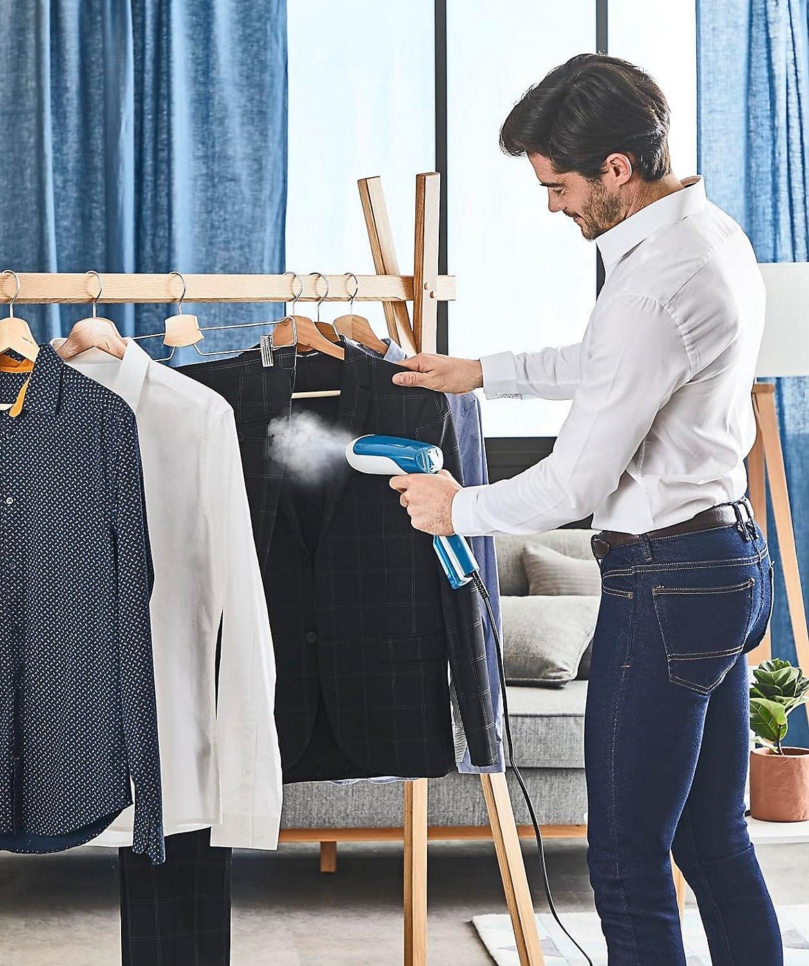 Tefal Access Steam First Handheld Garment Steamer – DT6130G0 – Blue - HAND HELD CLOTHING STEAM CLEANER - Beattys of Loughrea