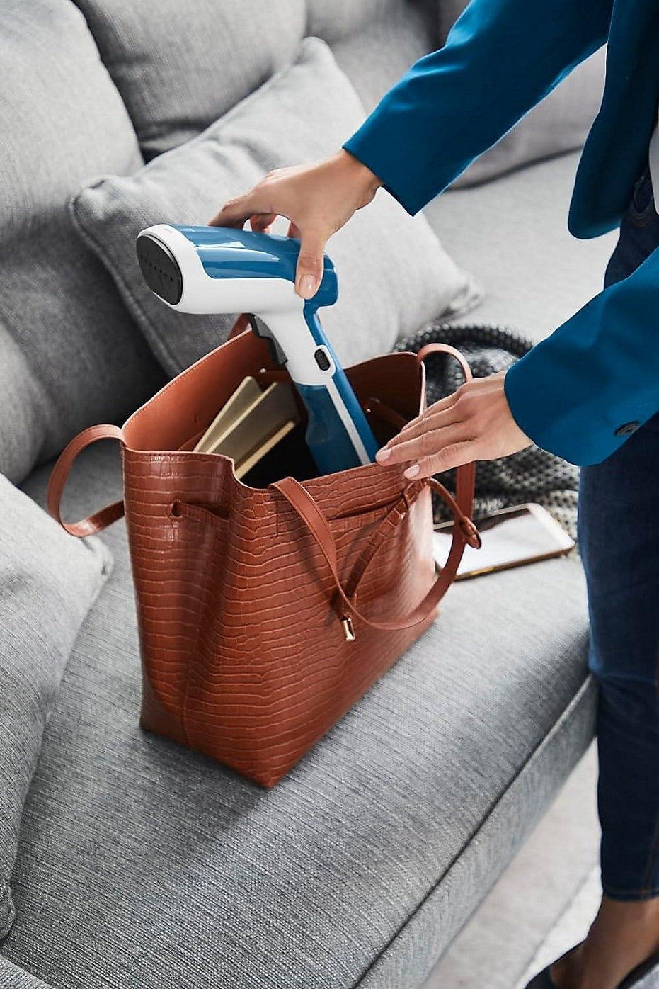 Tefal Access Steam First Handheld Garment Steamer – DT6130G0 – Blue - HAND HELD CLOTHING STEAM CLEANER - Beattys of Loughrea