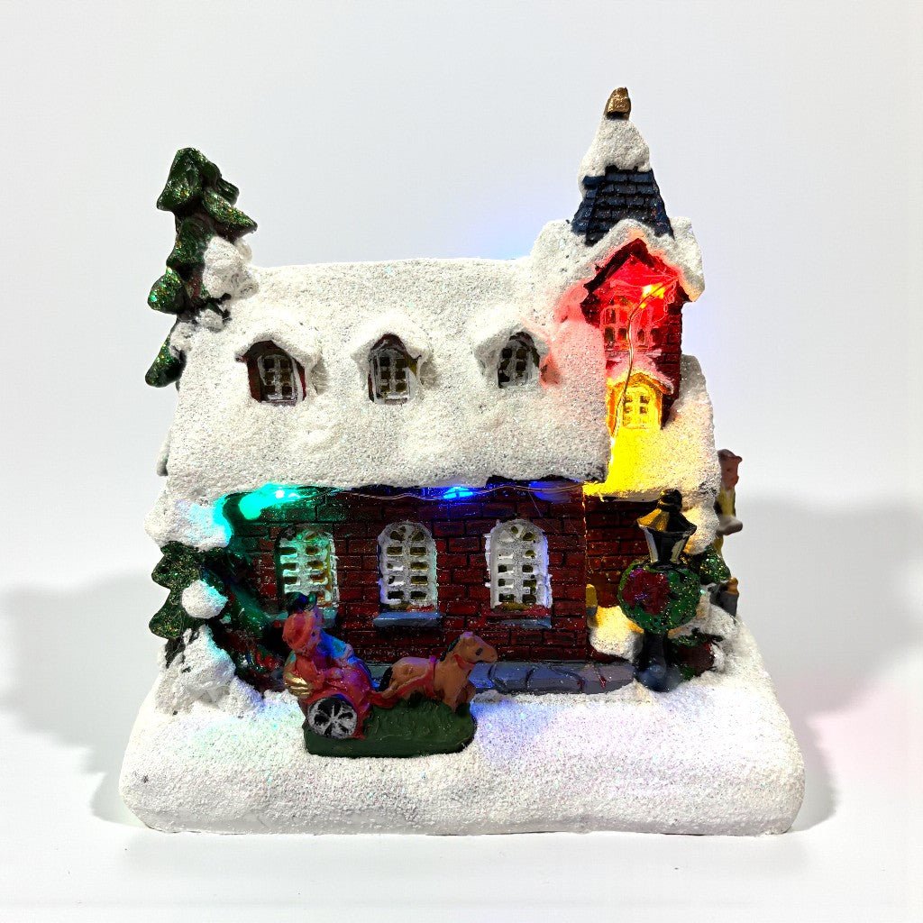 Noma Collectables 12cm Battery Operated Village Scene – Village Church - XMAS ROOM DECORATION LARGE AND LIGHT UP - Beattys of Loughrea