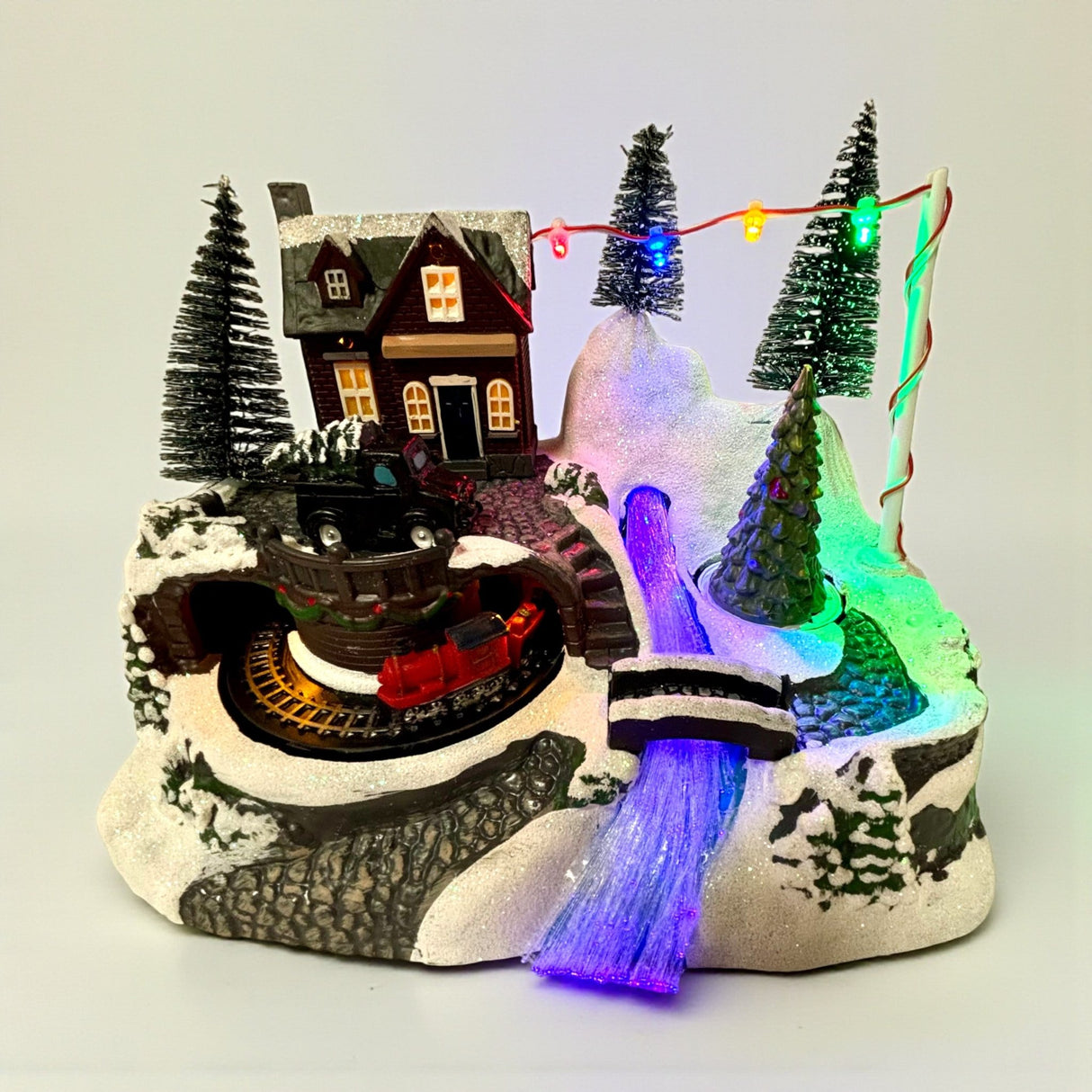 Noma Train & Tree Village Scene – 17cm - XMAS ROOM DECORATION LARGE AND LIGHT UP - Beattys of Loughrea