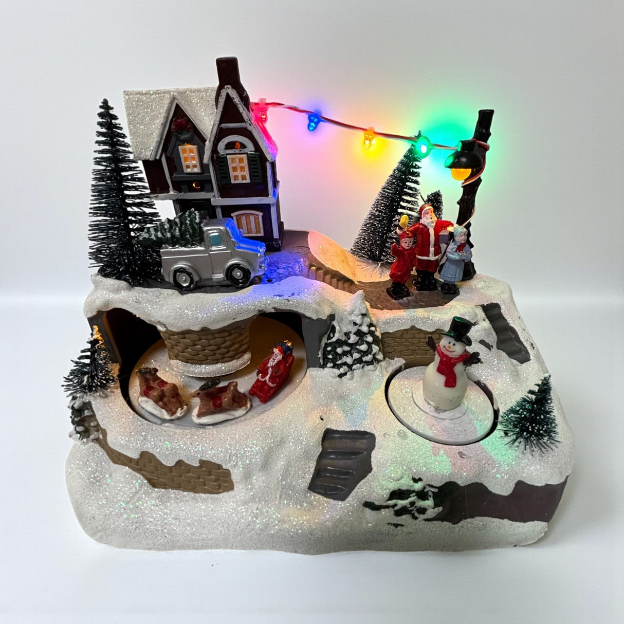 Noma Santa & Snowman Village Scene – 17cm - XMAS ROOM DECORATION LARGE AND LIGHT UP - Beattys of Loughrea