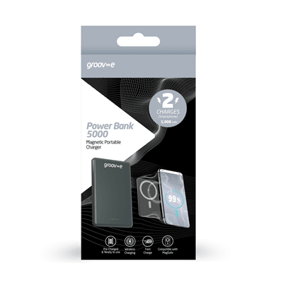 Groov-e 5,000mAh Portable Magnetic Wireless Charger | GVCH5000MSR - POWER STATION / SOLAR PANEL - Beattys of Loughrea