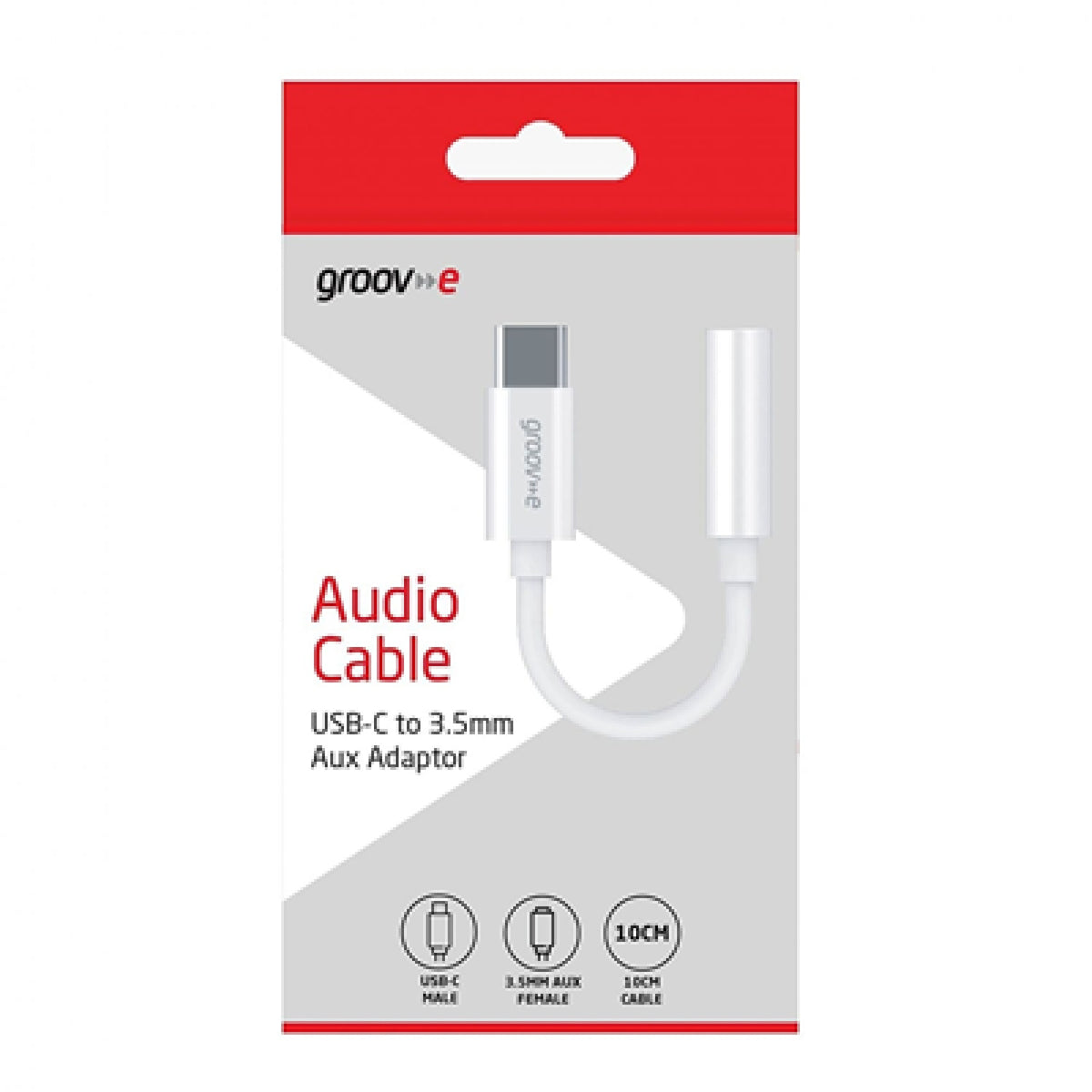 Groov-e USB-C to 3.5mm Aux Headphone Adapter - White