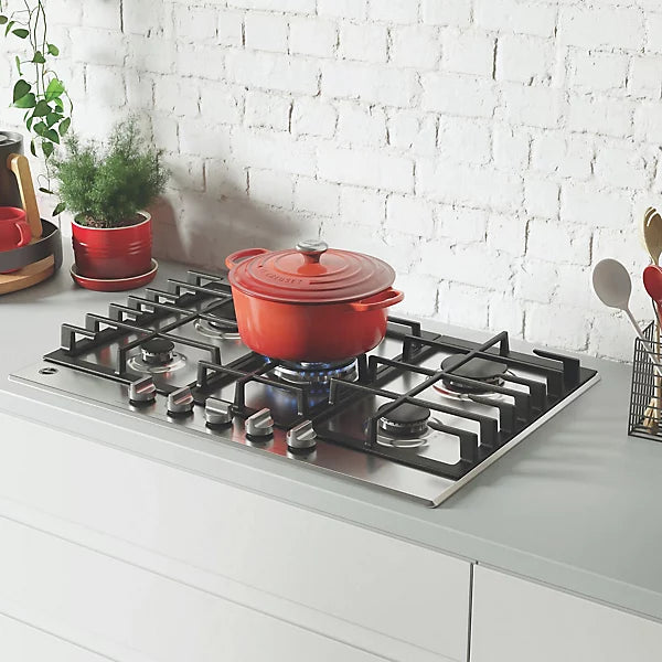 Hoover H-HOB 300 HHG75WK3X 75cm 5 Burner Gas Hob, Stainless Steel