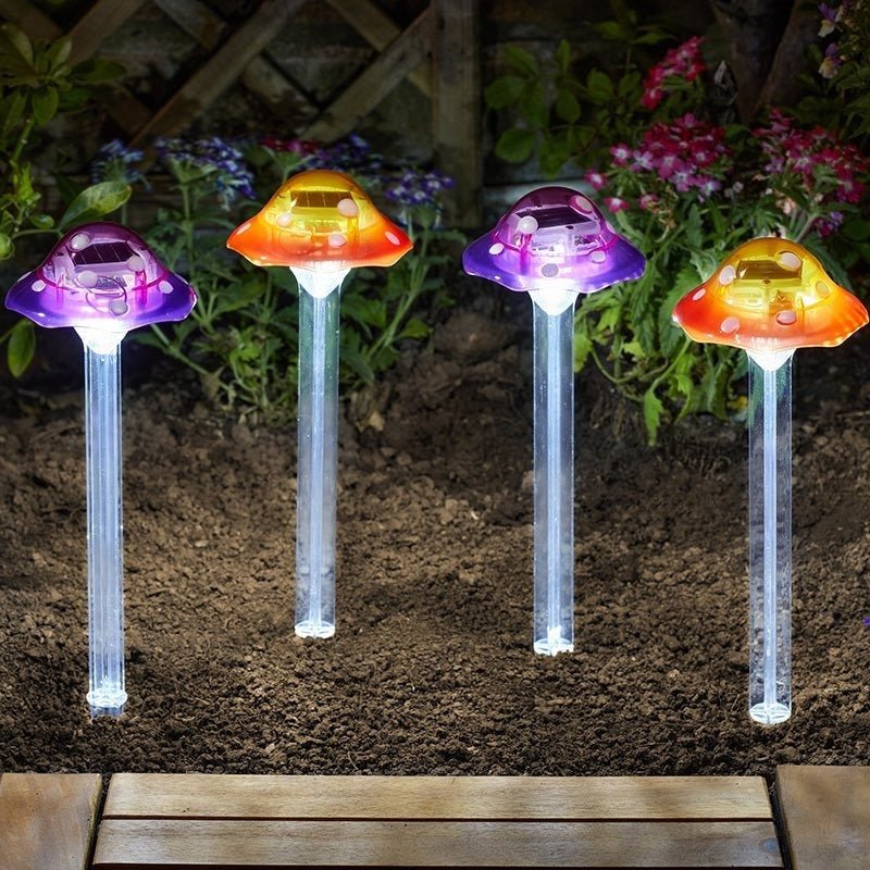Funky Fungus Solar Stake Lights – 4pc Carry Pack - Beattys of Loughrea | www.beattys.ie