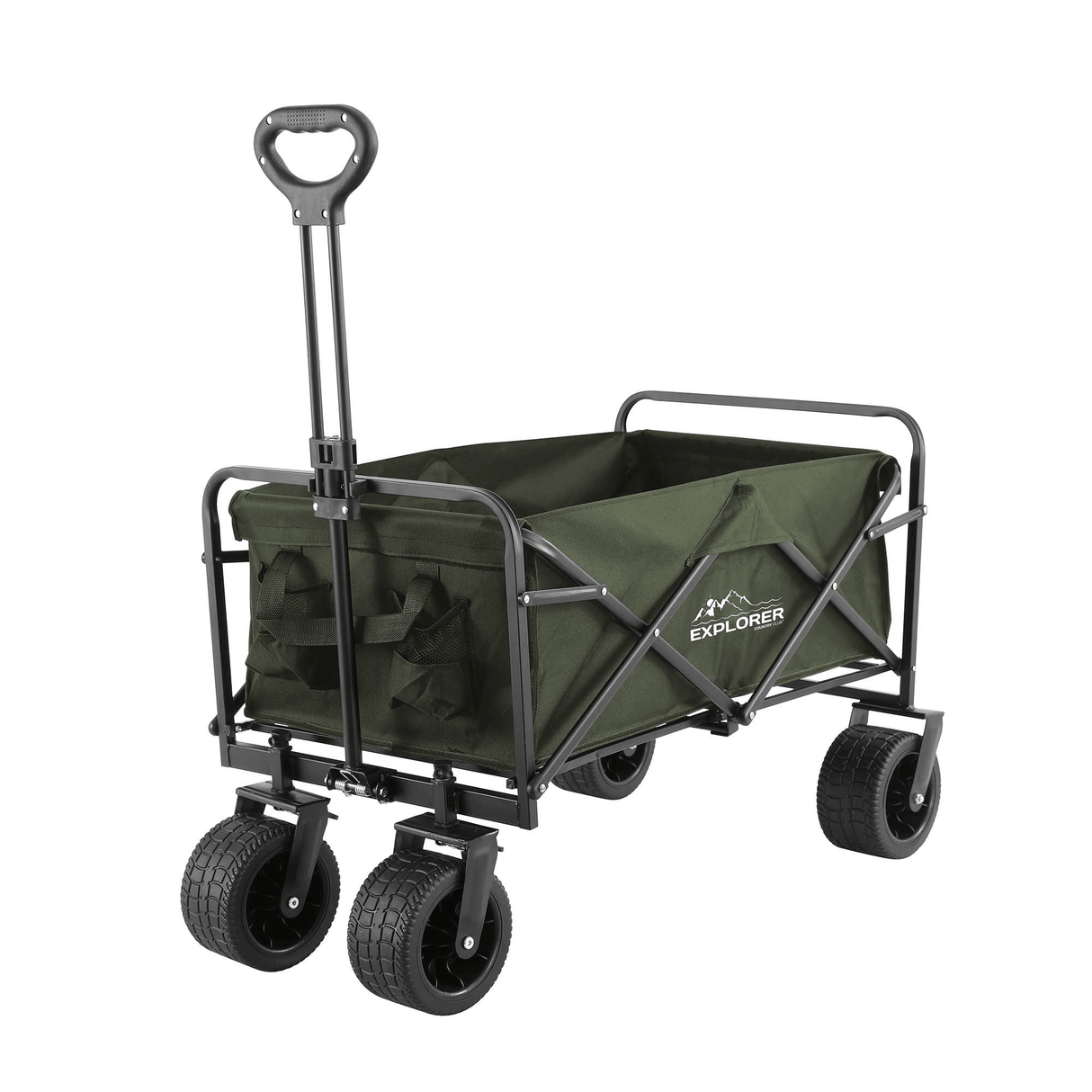 Explorer Foldable Handy Cart – Green – Extra Wide Wheels – 100KG Load - GARDEN TIDY BAGS, CARTS, SUNDRY ACCESSORIES - Beattys of Loughrea