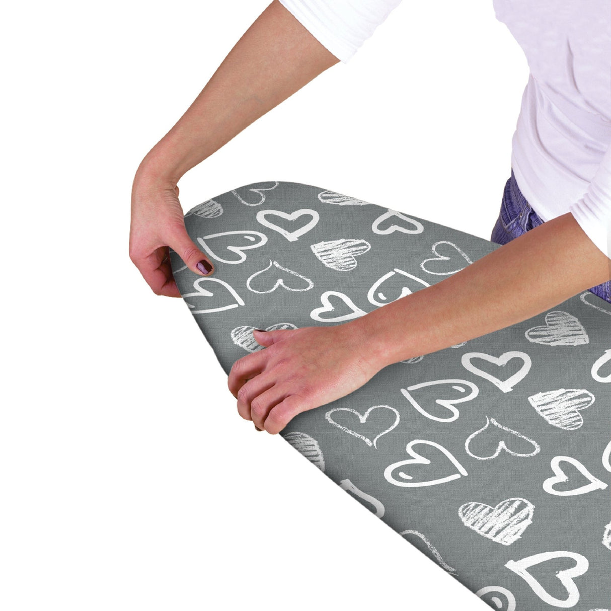Ironing Board Cover Grey Hearts - IRONING BOARDS - Beattys of Loughrea