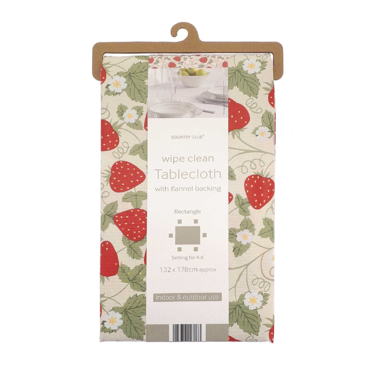 Strawberries Design Wipe Clean Tablecloth 132x178cm - TABLECLOTHS/RUNNERS - Beattys of Loughrea