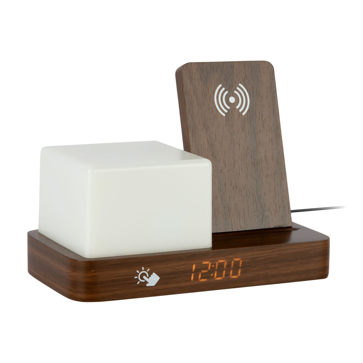 Retro Dark Wood Wireless Charging Alarm Clock with Night Light - CLOCK RADIO / DIGITAL CLOCKS - Beattys of Loughrea