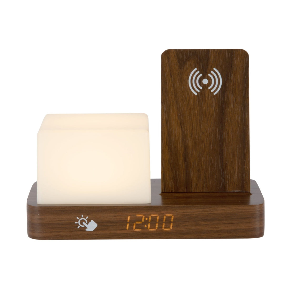 Retro Dark Wood Wireless Charging Alarm Clock with Night Light - CLOCK RADIO / DIGITAL CLOCKS - Beattys of Loughrea