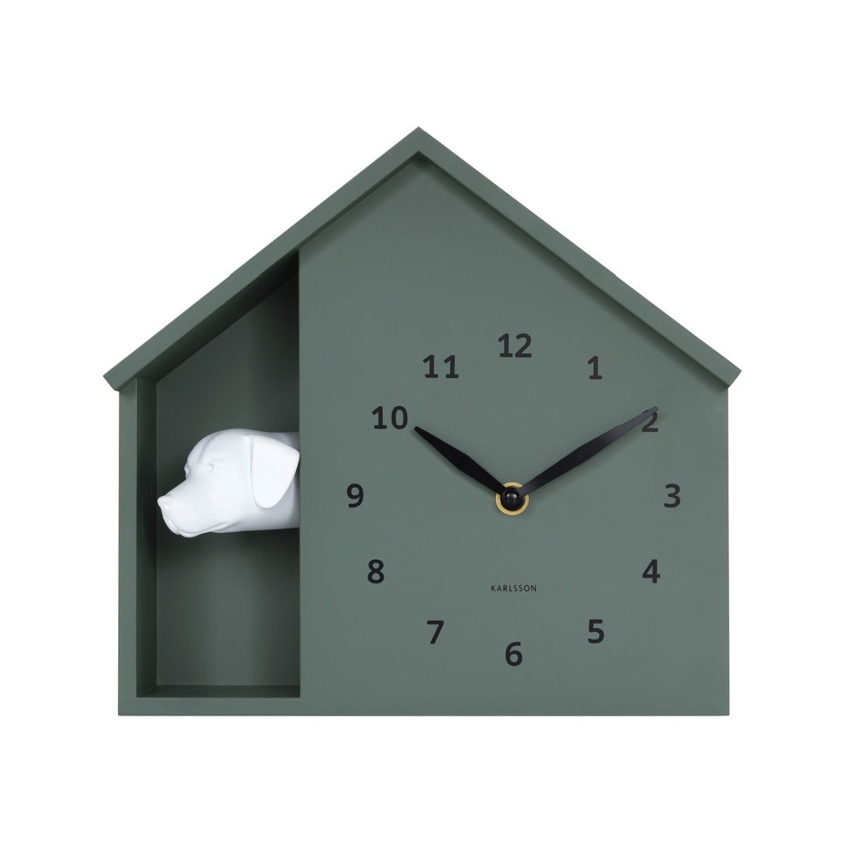 Wall Clock Peeking Doggy Jungle Green - CLOCKS - Beattys of Loughrea
