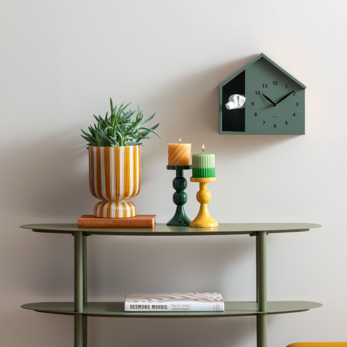Wall Clock Peeking Doggy Jungle Green - CLOCKS - Beattys of Loughrea
