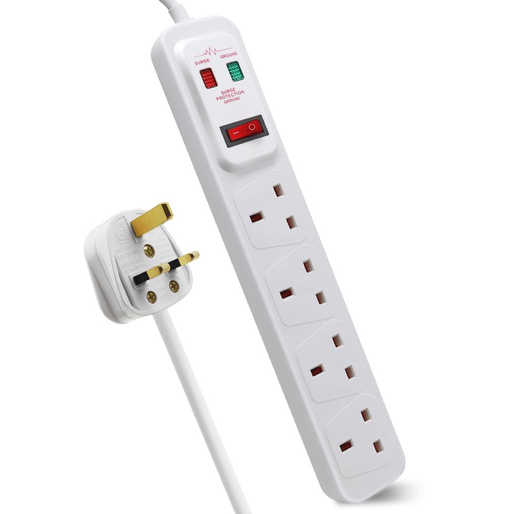 ExtraStar 13A 5m 4 Socket White Switched Extension Lead - EXTENSION LEADS/SOCKETS - Beattys of Loughrea
