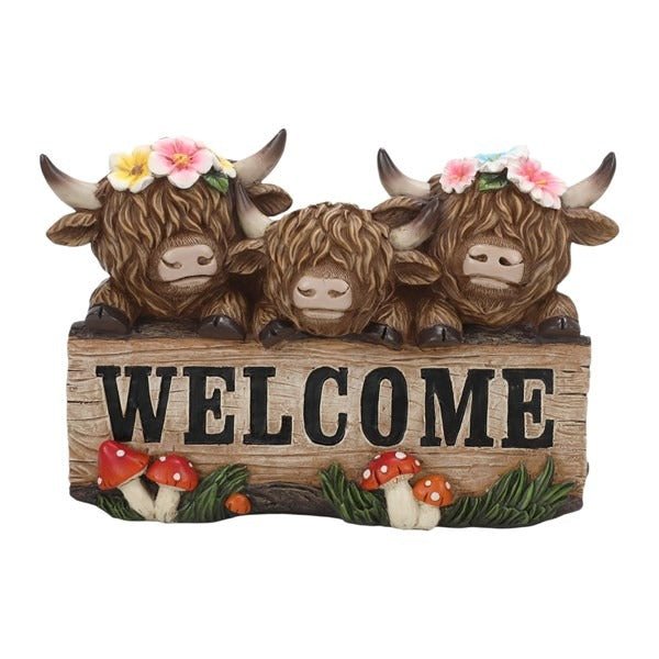 Welcome Highland Cows 27x18cm - ORNAMENTS - Beattys of Loughrea