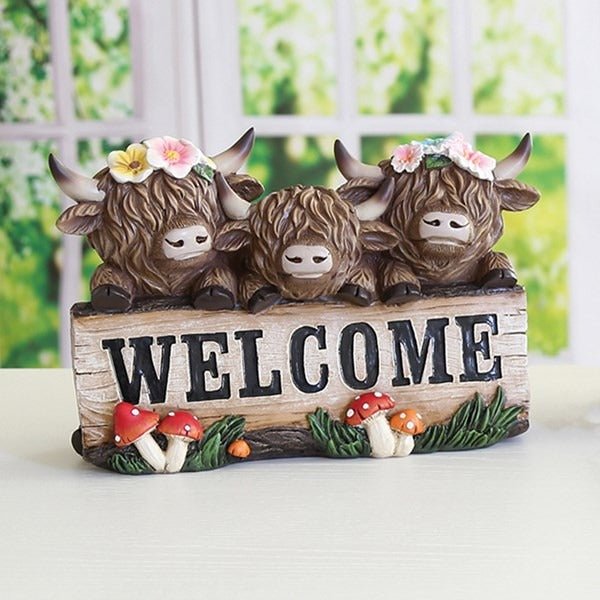 Welcome Highland Cows 27x18cm - ORNAMENTS - Beattys of Loughrea