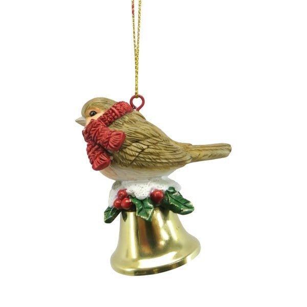 Robin Bells Hanging Decoration 6cm - XMAS BAUBLES - Beattys of Loughrea