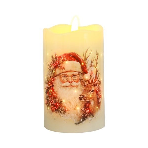 LED Santa Candle 7.5cm x 12.5cm - XMAS CANDLES - Beattys of Loughrea