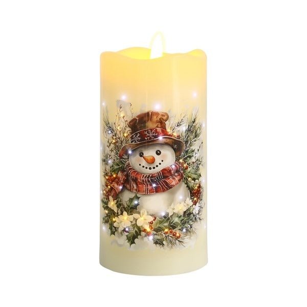 LED Snowman Candle 7.5cm x 15cm - XMAS CANDLES - Beattys of Loughrea