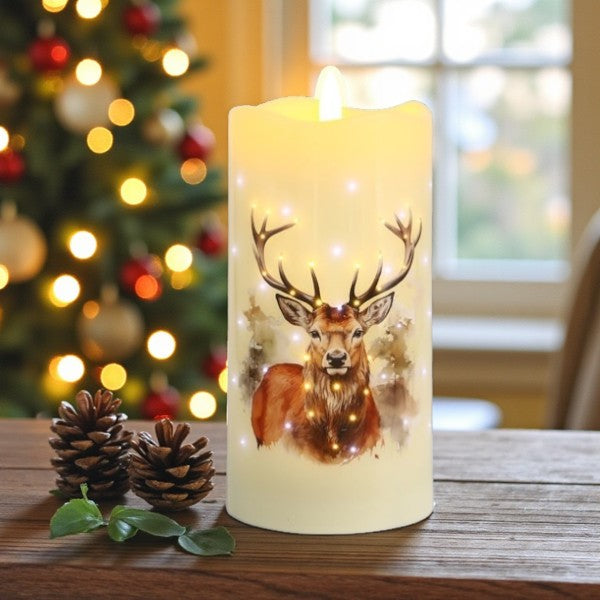 LED Hirsch-Kerze 7,5cm x 15cm