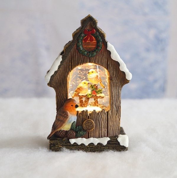 LED Robin House Spinner 16.5cm - XMAS ROOM DECORATION LARGE AND LIGHT UP - Beattys of Loughrea