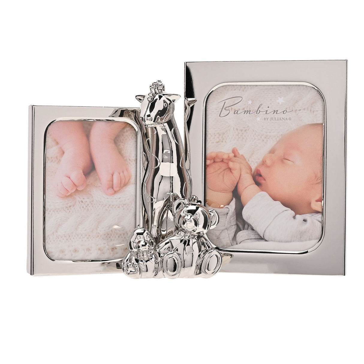 Double Photo Frame with Giraffe & 2 Teddies - PHOTO FRAMES - PLATED, GILT, STONE - Beattys of Loughrea