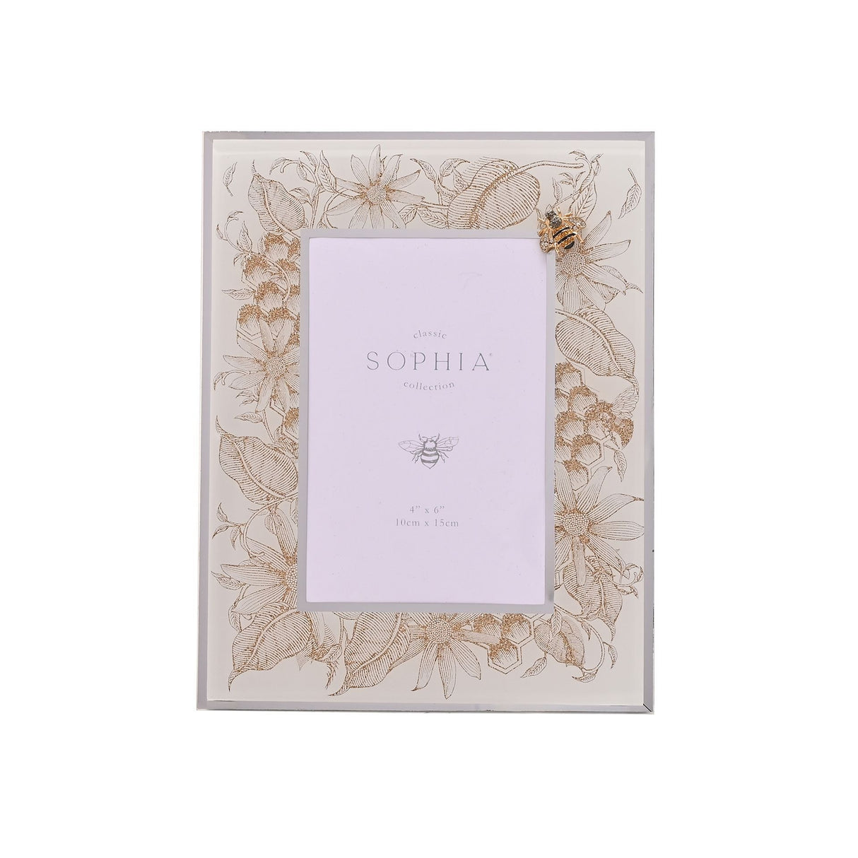 Sophia Classic Golden Bee 4" x 6" Glass Photo Frame - PHOTO FRAMES - PLATED, GILT, STONE - Beattys of Loughrea