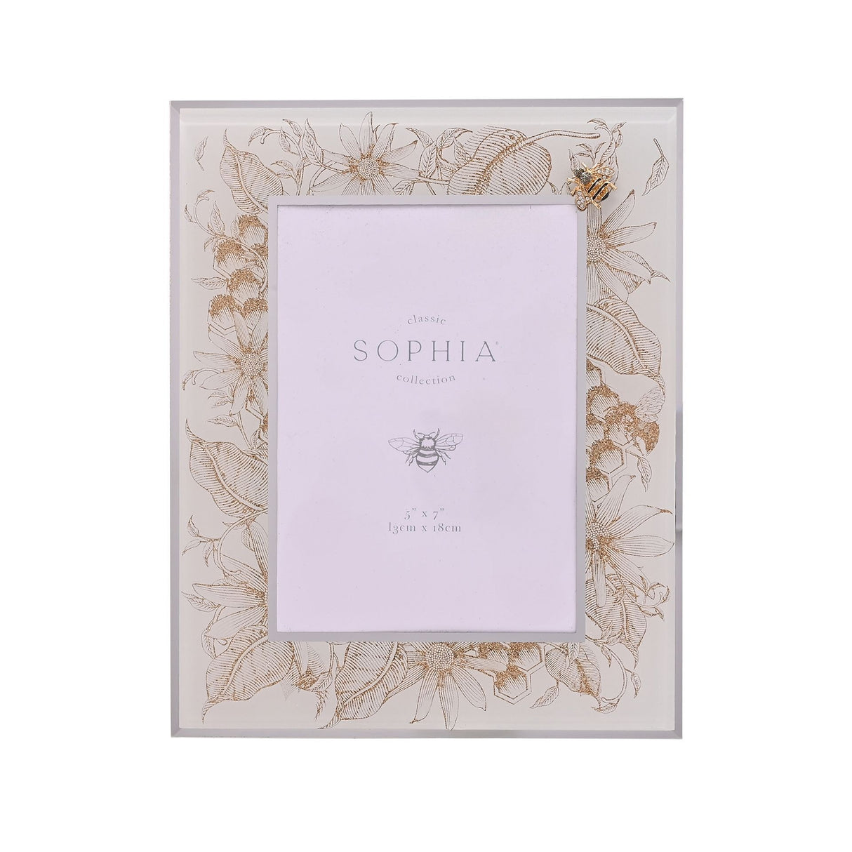 Sophia Classic Golden Bee 5 x 7" Glass Photo Frame - PHOTO FRAMES - PLATED, GILT, STONE - Beattys of Loughrea