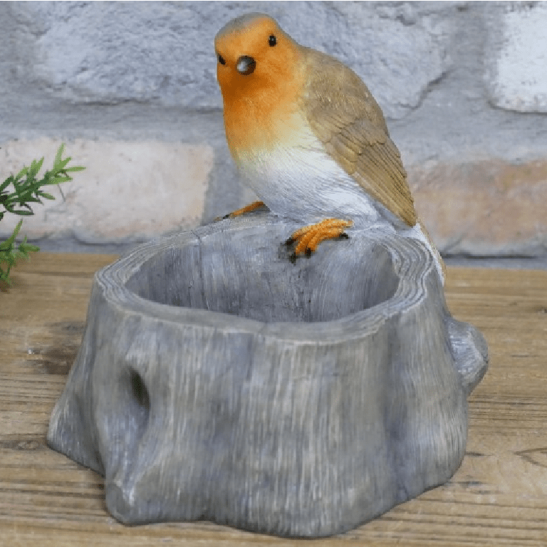 Robin on Stump Birdfeeder - ORNAMENTS - Beattys of Loughrea