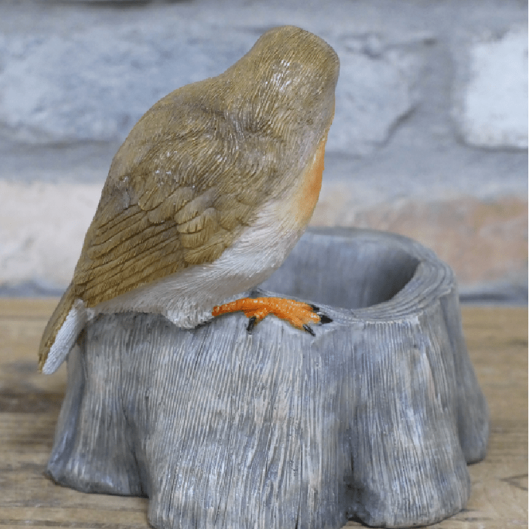 Robin on Stump Birdfeeder - ORNAMENTS - Beattys of Loughrea