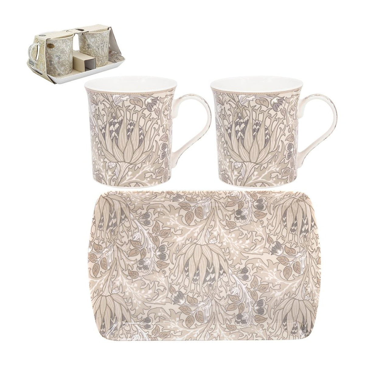 William Morris Artichoke Mugs & Tray Set