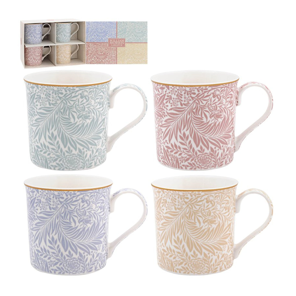 William Morris Larkspur Mugs, Set of 4