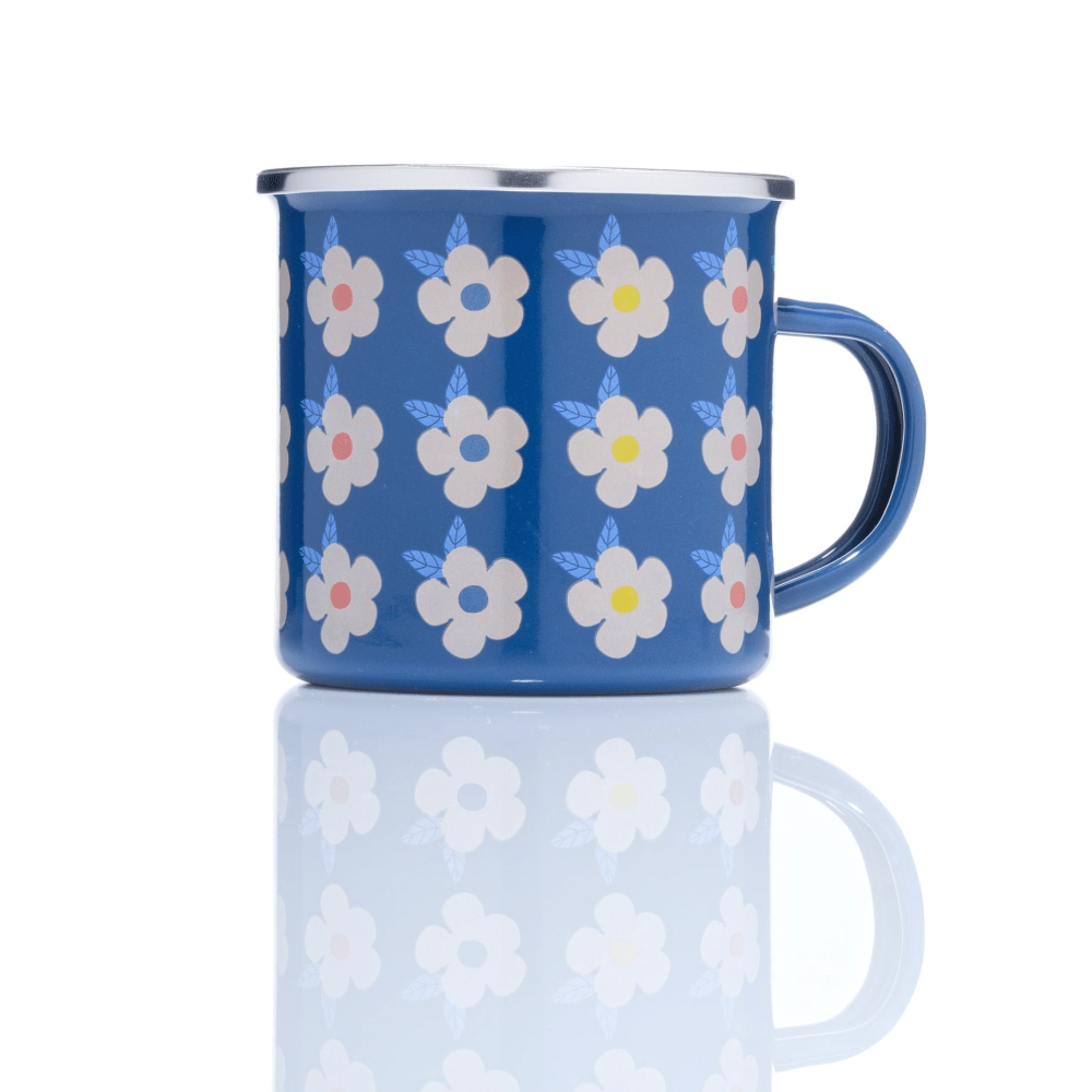 Retro Floral Enamel Mug 350ml – Midnight Navy - MUG SETS - Beattys of Loughrea