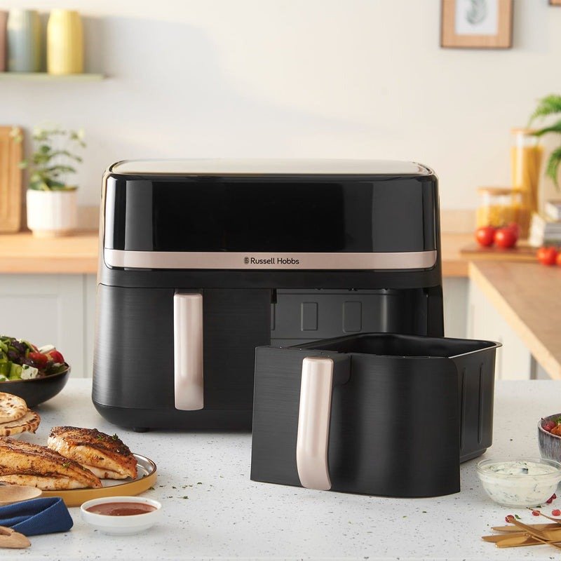 Russell Hobbs Satisfry 9L Dual Basket Air Fryer – Black | 27680 - AIR FRYER / DEEP FAT FRYERS - Beattys of Loughrea