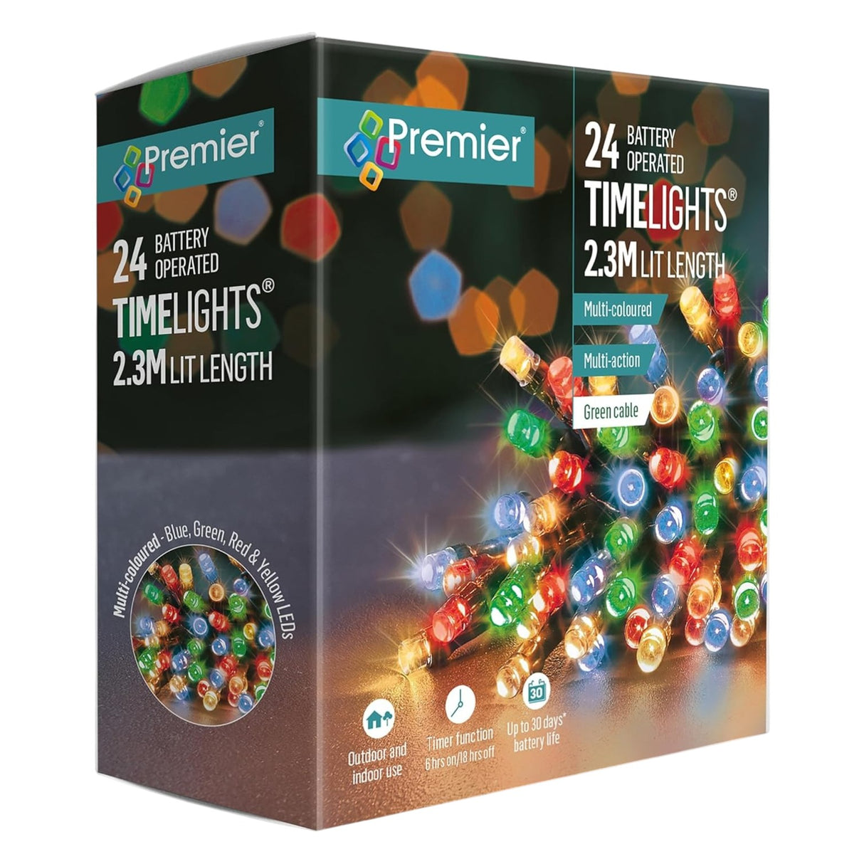 Premier 24 Battery Operated Multi-Action TimeLights – Multi-Coloured